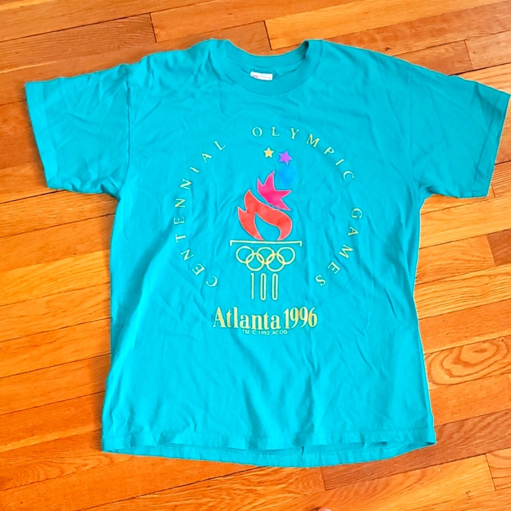 Atlanta Olympics 1996 T-Shirt Large Teal